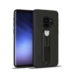 Galaxy S9 Runner Slide Stripe Finger Holder Stand Case (Black)